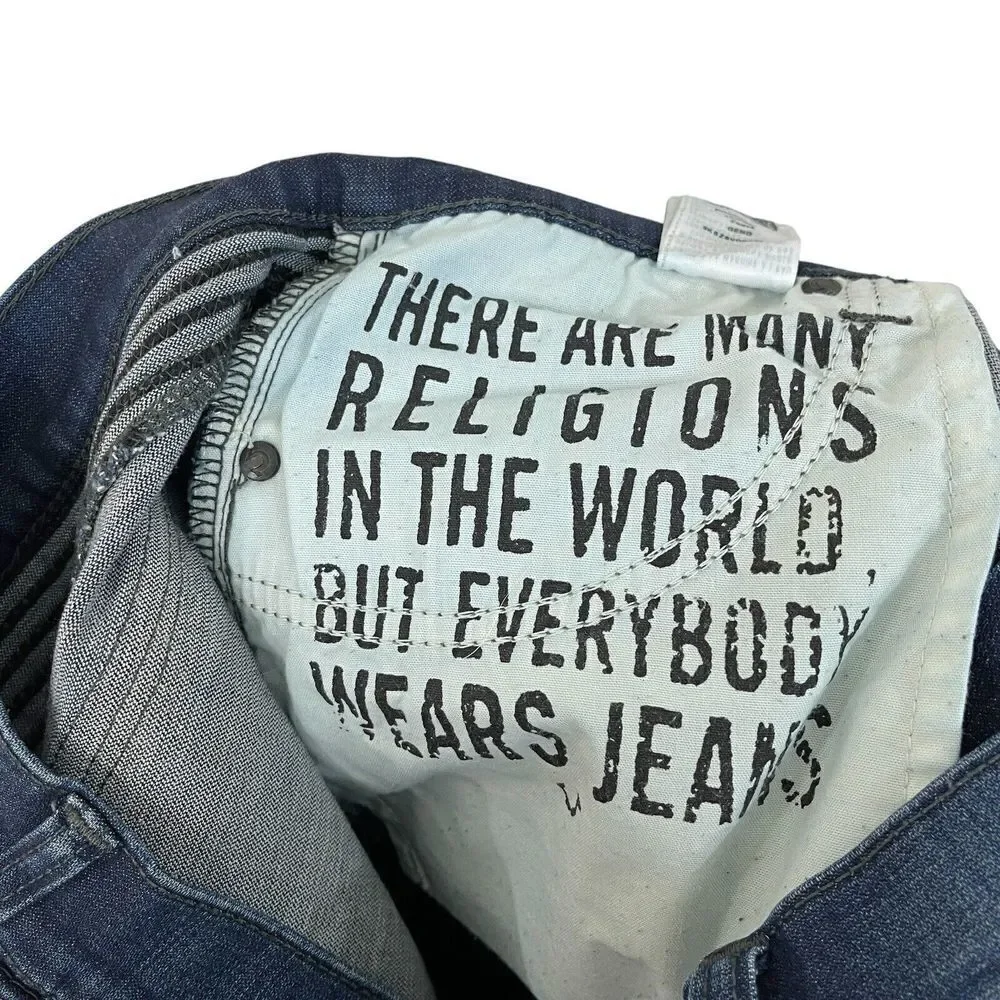 True Religion 32 Geno Relaxed Slim Jeans Blue Painted Distressed Mens